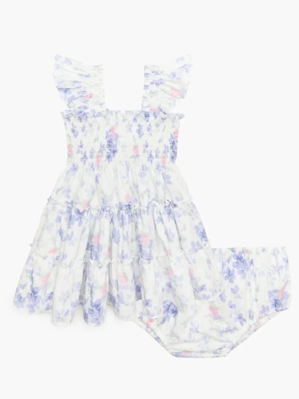 Baby Girls White Floral Ruffle Dress with Bloomers